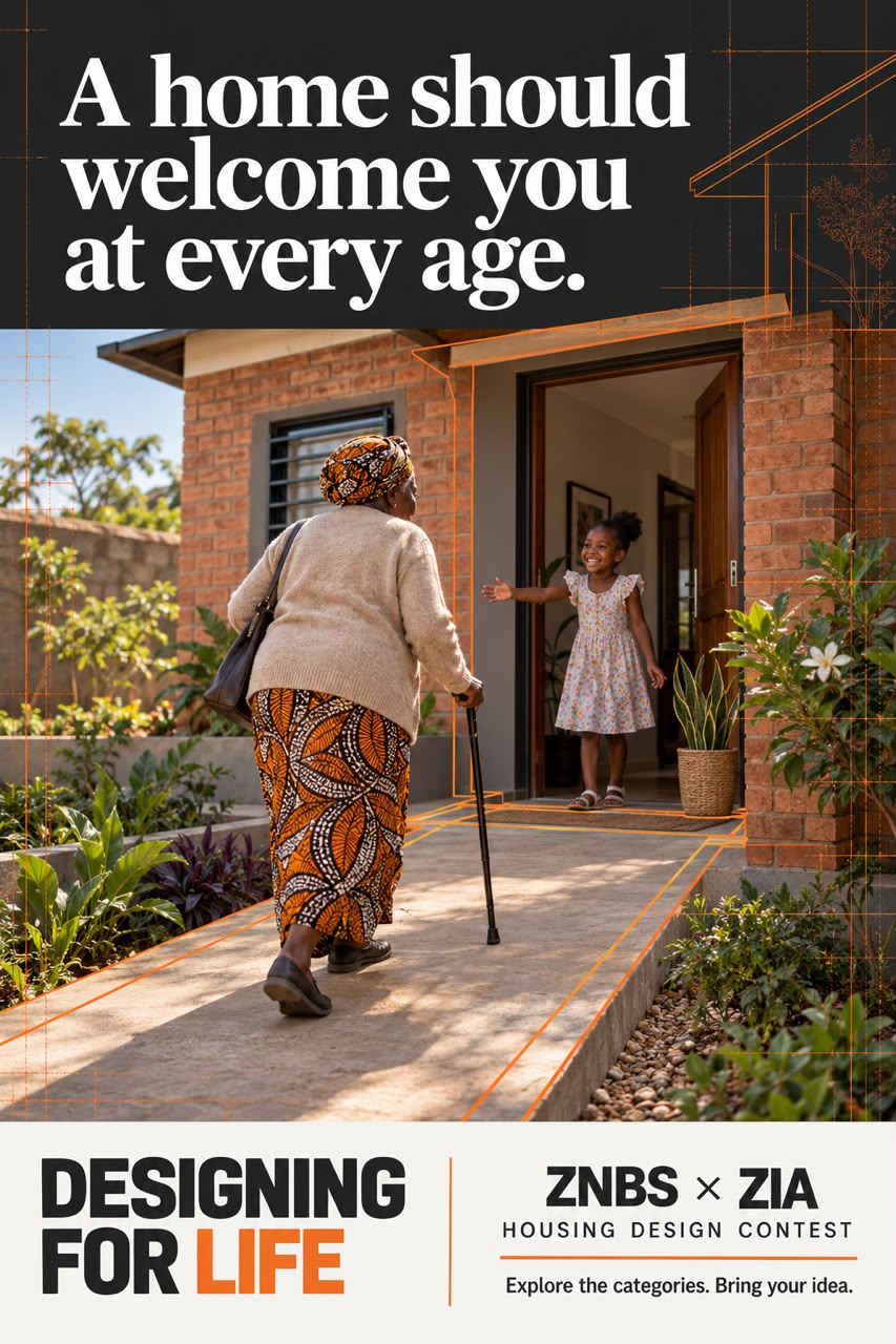 A home should welcome you at every age — a grandmother with a cane walking up a level path to a home